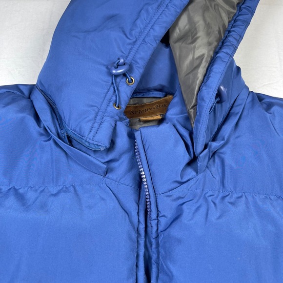 St Johns Bay Mens Big Tall 3XT 3XG Blue Puffer Vest Hooded Full Zip Pockets - Picture 3 of 11